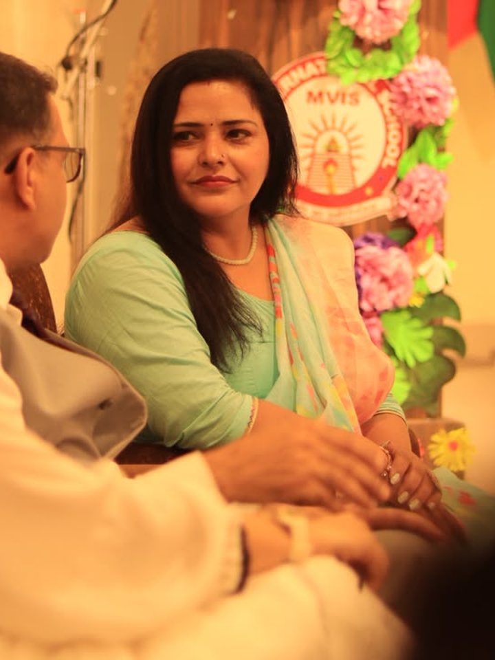 Mandeep Kaur Mavi seated at the Sangam MUN event